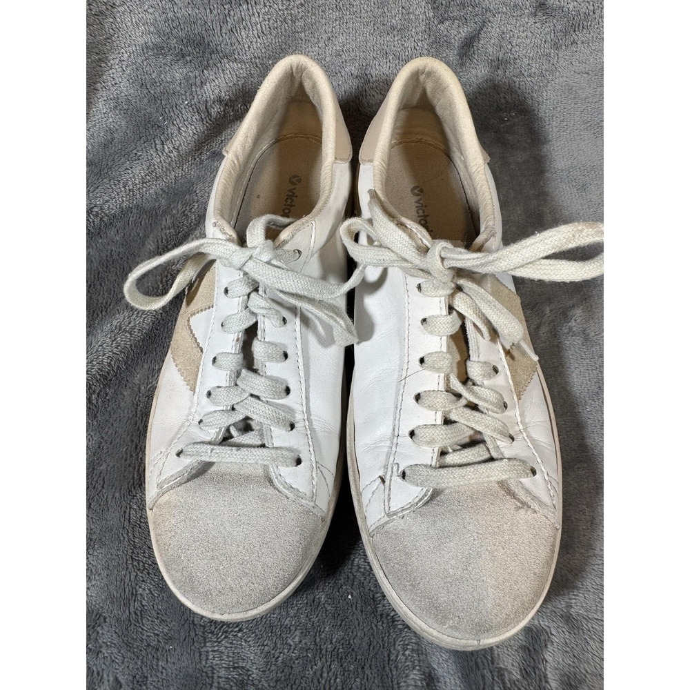 Victoria Shoes Womens Size 6.5 White Leather Suede Low Top Casual Sneakers Spain - Picture 6 of 12